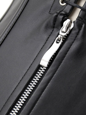 Renaissance Faux Leather Lace Up Vest Corset Top with Garters