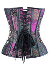 Plus Size Steampunk Steel Boned Brocade Overbust Corset with Chains