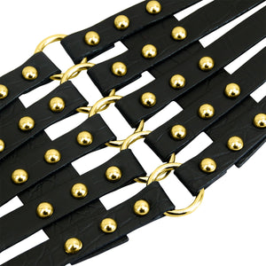 Fashion Faux Leather Steampunk Rivet Elastic Wide Waist Belt