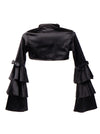 Gothic Velvet Stand Collar Black Long Layered Sleeve Shrug Bolero Jacket