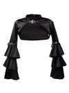 Gothic Black Velvet Stand Collar Long Layered Sleeve Shrug Bolero Jacket