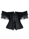 Women Gothic Victorian Off Shoulder Floral Lace Overbust Corset Bustier