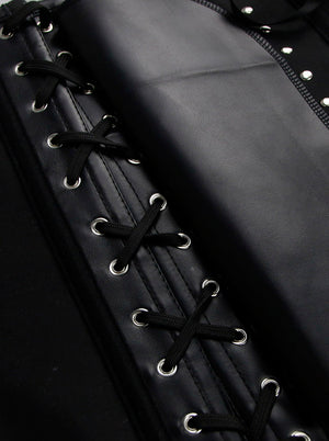 Steampunk Plus Size PU Spiral Steel Boned Lace Up Underbust Corset