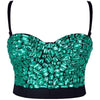 Sweets Green Studded Rhinestone Push Up B Cup Bustier Bra Party Bustier Crop Top