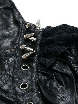 Gothic PU Leather Steampunk Rivet and Cross Embellished Black Shrug/Black