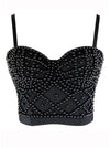 Women's Spaghetti Strap Beads Clubwear Party Bra Top