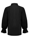 Mens Pirate Shirt Black Medieval Long Sleeve Ruffle Cuff Blouse Top Halloween Costume Top