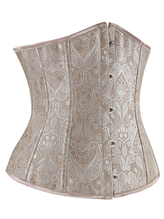 Women's Apricot Brocade Waist Cincher Gothic Jacquard Underbust Corset