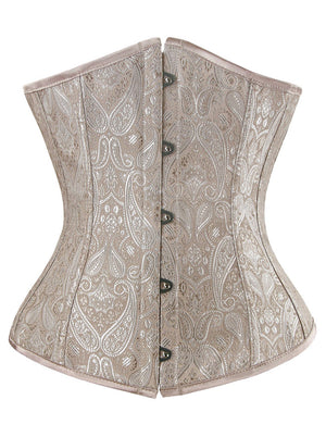 Women's Apricot Brocade Waist Cincher Gothic Jacquard Underbust Corset