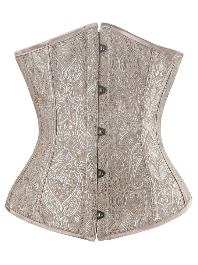 Women's Apricot Brocade Waist Cincher Gothic Jacquard Underbust Corset