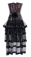 Women's Steampunk Gothic Retro Bustier Corset and High Low Skirt Set