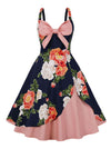 Retro Sweetheart Floral Print Cotton Spring Swing Dress with Bowknot