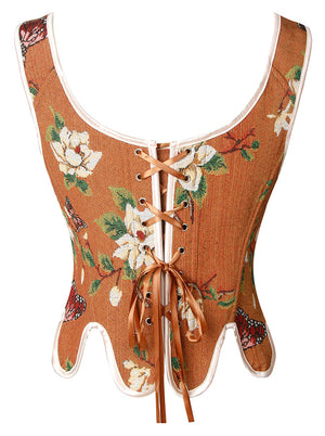 Women's Renaissance Summer Vintage Floral Embroidery Bustier Corset Crop Top Y2k Tops