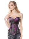 Steampunk Plus Size Purple Burlesque Spiral Steel Boned Corset with Buckles