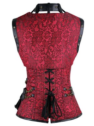 Women's Steampunk Gothic Steel Boned Overbust Corset for Halloween