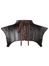 Women Steampunk Gothic PU Leather Pauldron Collared Rivet Armor Costume Shrug Jacket