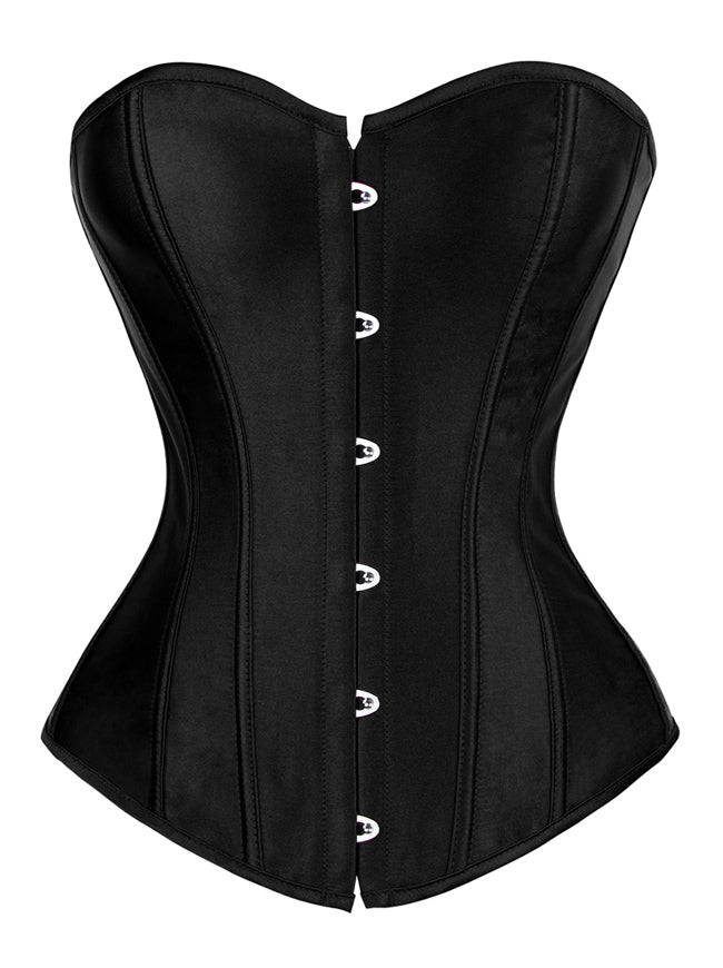 Satin Strapless Plus Size Black Ovebust Corset Top