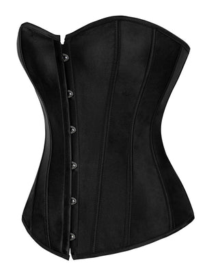 Satin Strapless Plus Size Black Ovebust Corset Top