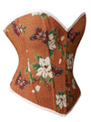 Strapless Overbust Corset Stylish Vintage Jacquard Brocade Floral Butterfly Print Corset