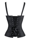 Women's Burlesque Satin Jacquard Shoulder Strap Zipper Overbust Corset