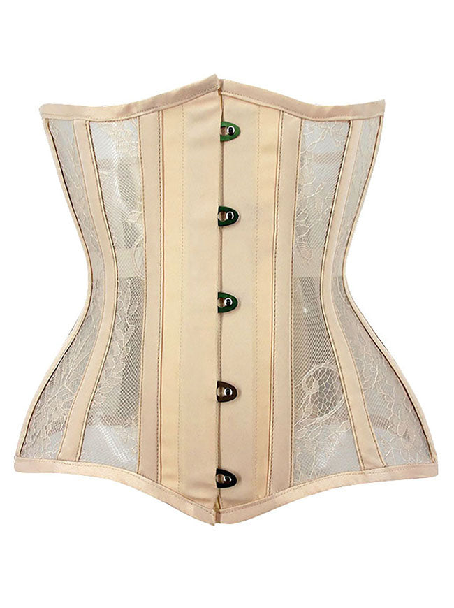 Sexy 14 Steel Boned See-through Mesh Lace Up Waist Cincher Corset