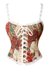 Women's Victorian Floral Oil Painting Lace Up Princess Corset Top