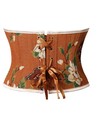 Women's Renaissance Retro Floral Strapless Short Style Bustier Corset Crop Top