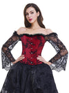 Gothic Victorian Overbust Bustier Corset with Long Lace Floral Sleeves