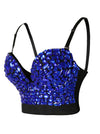 Women's Spaghetti Straps Rhinestone Push Up Bra Party Clubwear Crop Top