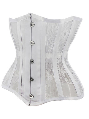 Women Sexy 14 Steel Boned See-through Mesh Lace Up Underbust Corset