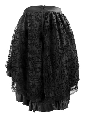 Women's Steampunk Gothic Vintage Satin High Low Skirt with Zipper