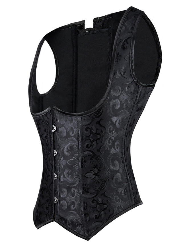 Gothic Burlesque Steel Boned Under-bust Waist Cincher Corset Vest