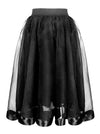 Victorian Gothic Double Mesh Layered Organza Outer Elastic Band High-waisted Skirt