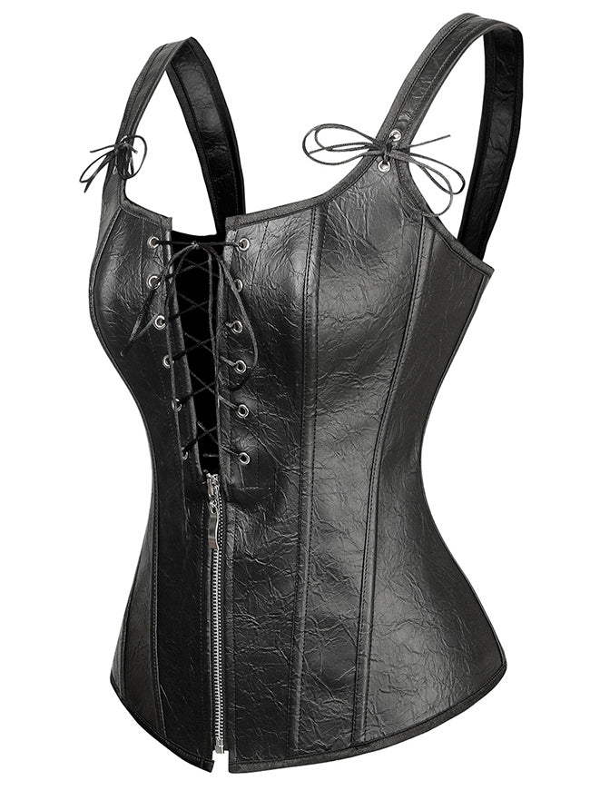 Women's Renaissance Steampunk Faux Leather Plus Size Bustier Corset