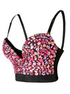 Women Sexy Sweets Studded Gem Spaghetti Straps Bustier Bra Clubwear Crop Top