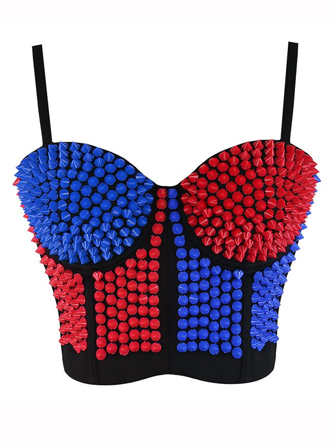 Women's Sexy Studded Rivet Push Up Clubwear Dance Bustier Bras Top