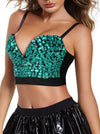 Women's Spaghetti Straps Rhinestone Push Up Bra Clubwear Party Crop Top