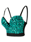 Women's Spaghetti Straps Rhinestone Push Up Bra Clubwear Party Crop Top