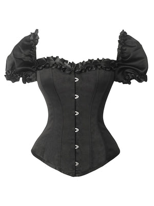 12 Plastic Boned Ruffles Puff Sleeves Body Shaper Gothic Overbust Corset