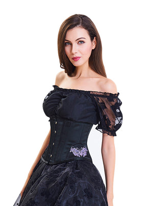 Black Vintage Steel Boned Waist Cincher Underbust Corset