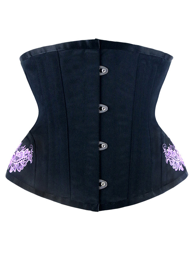 Black Vintage Steel Boned Waist Cincher Underbust Corset