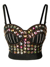 Women's Sexy Chain Sweets Studded Gem B Cup Bustier Bra Clubwear Crop Top