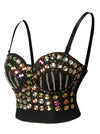 Women's Sexy Chain Sweets Studded Gem B Cup Bustier Bra Clubwear Crop Top