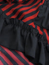 Victorian Steampunk Gothic Irregular High-low Ruffle Skirt /Black and Red Stripes