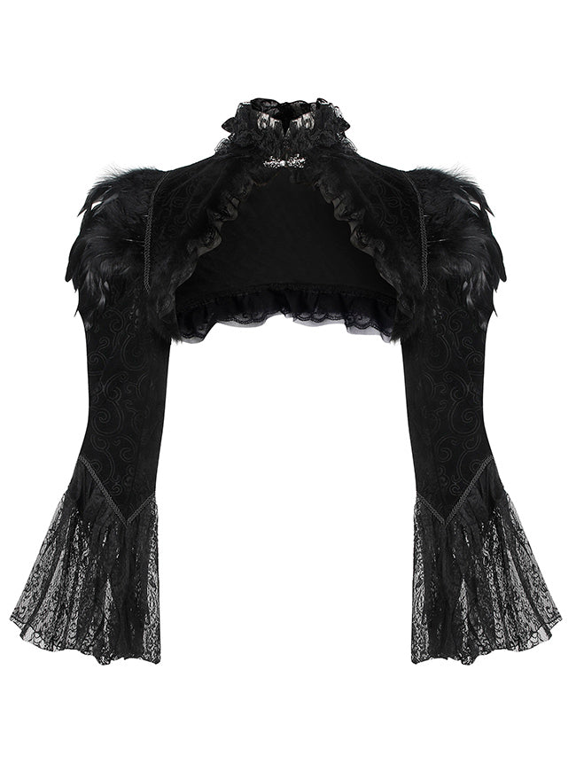 Women Long Sleeves Bolero Jacket Shoulder Shrug with Collar Steampunk Gothic Accessories