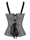 Women's Burlesque Satin Jacquard Shoulder Strap Zipper Overbust Corset