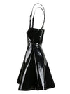 Sexy PVC Skirt Flared Suspender Brace Skirt Clubwear Dress