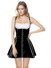 Sexy PVC Skirt Flared Suspender Brace Skirt Clubwear Dress