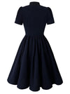 1950s Vintage A Line Swing Dress Rockabilly Cocktail Party Casual Dress Solid Midi Dress