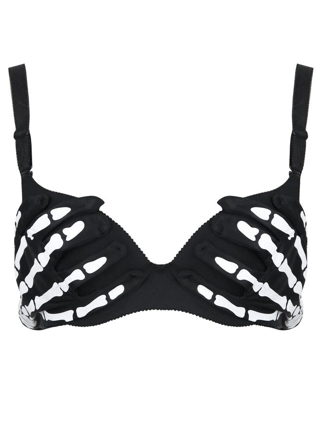 Women's Horrible White Bones Printed Bra Club Wear Bra Top